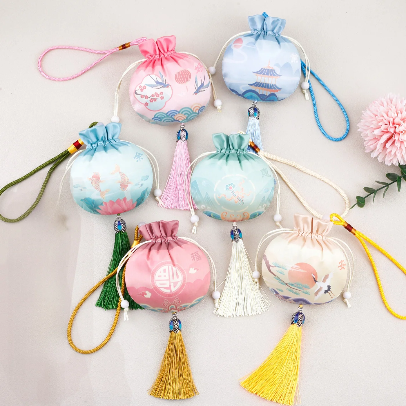 Qinggeng Dragon Boat Festival Empty Bag Embroidered Print Decorative Personal Hanging Ornament Incense Pouch Hanfu Fragrance Bag