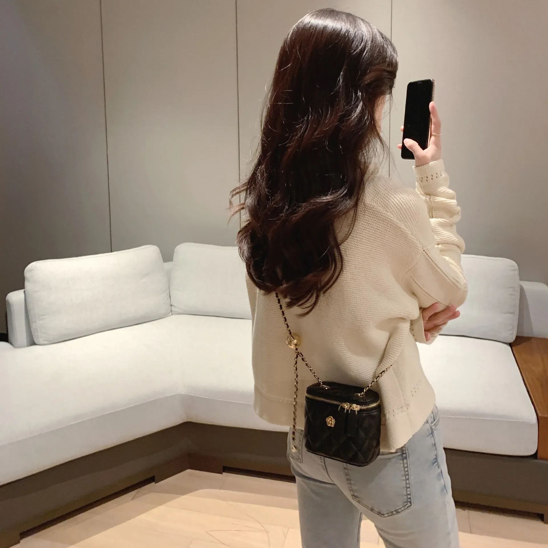 Nanfeng Xiaopu Secret Garden Camellia Lingge Chain Box Small Bag Women's Winter Mini One Shoulder Crossbody Bag purse  bag