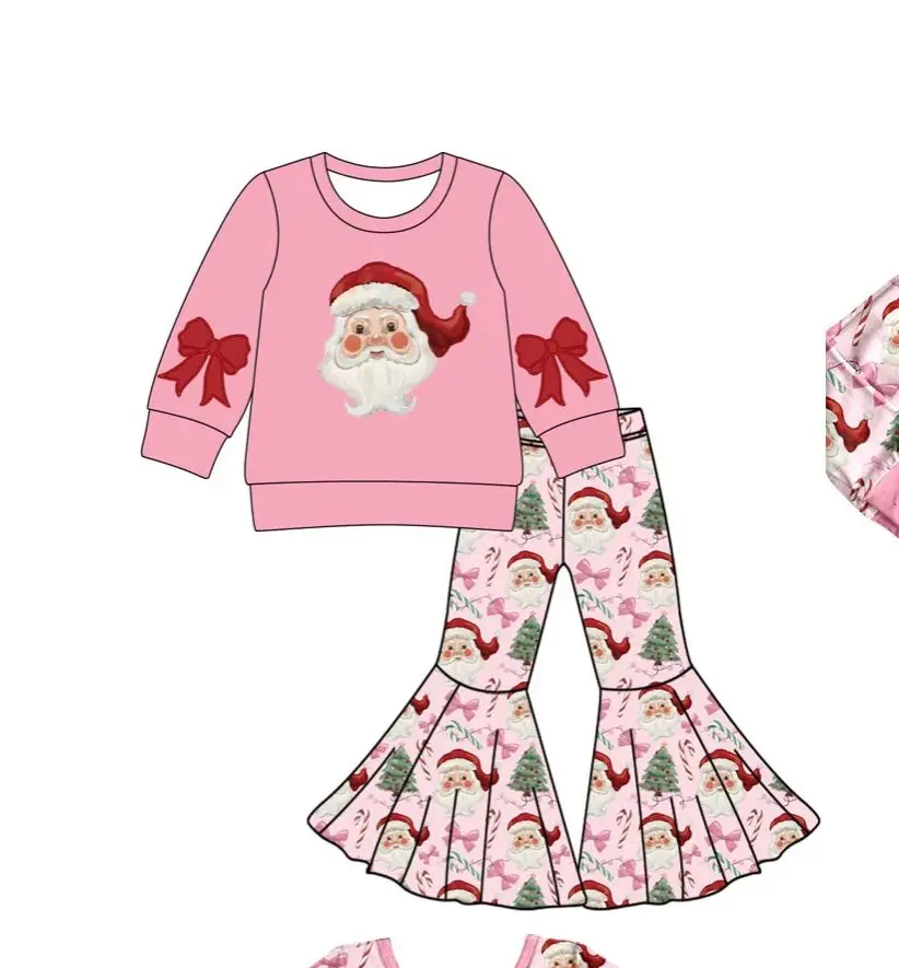 New Girls Santa Claus Bell Pants Outfits Christmas Children's Pajamas Sets Baby Sleepsuit Girls Dress