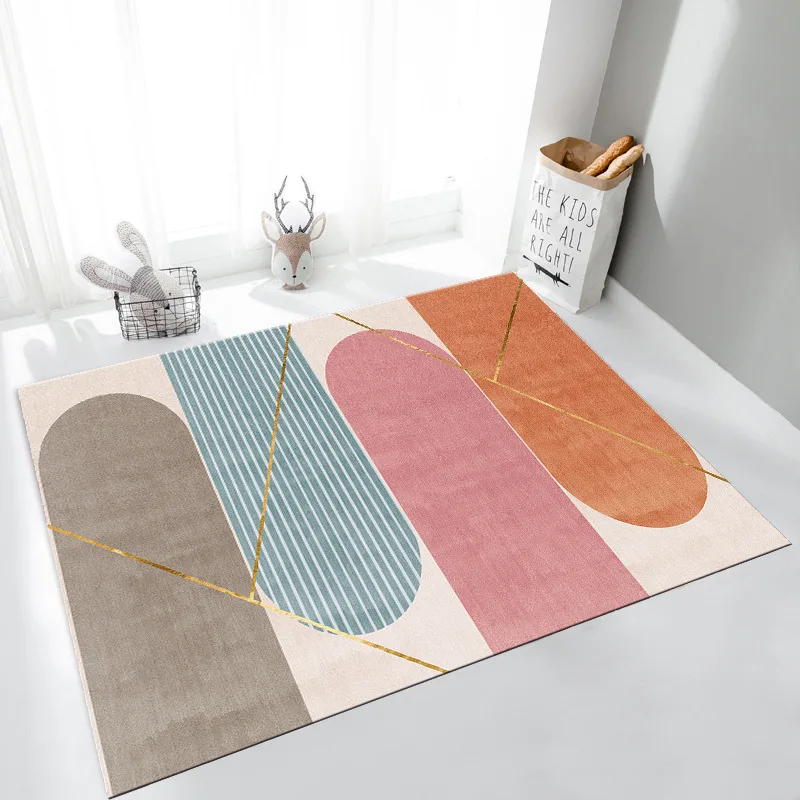 Light Luxury Crystal Velvet Carpet Nordic Living Room Tea Table Mat Bedside Carpet Non Slip Bathroom Mat Entry Mat