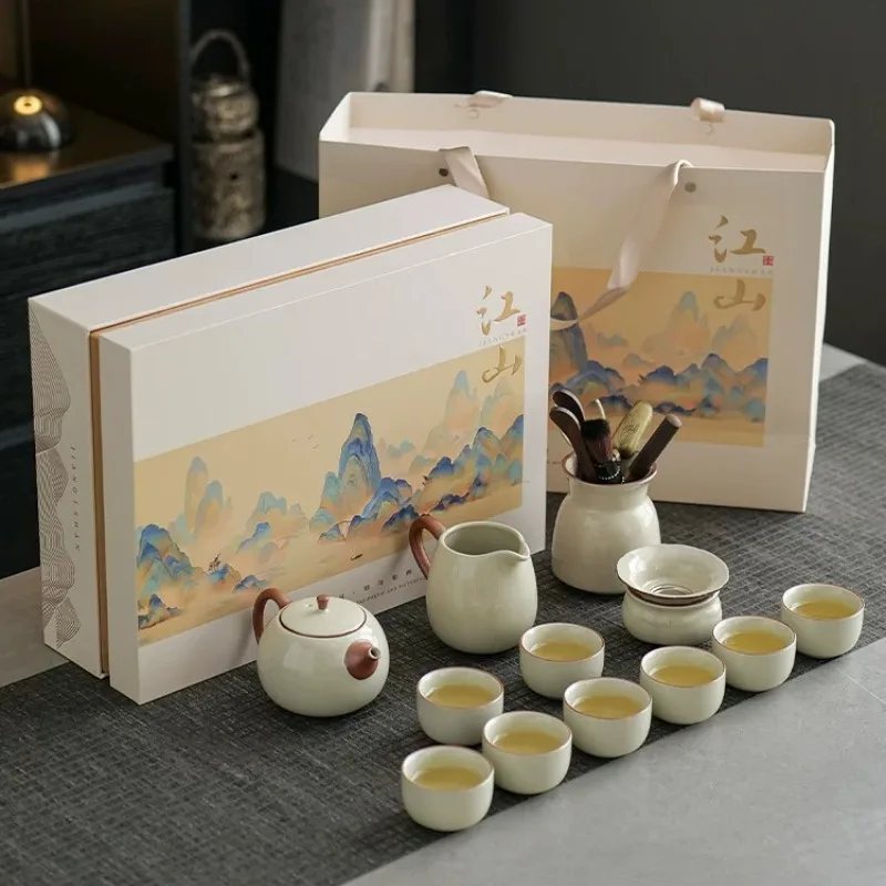 Gaiwan Gong Fu Cha Tea Set Jingdezhen Porcelain Camping Bowl Tea Set Japanese Quality Chasen Kit Para Matcha Matcha Kit