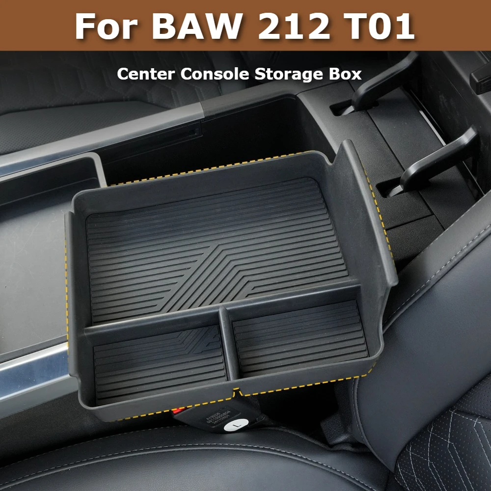 For BAIC BAW 212 T01 2024-2026 Center Console Storage Box Armrest Organizer Tray Pad Silicone Cup Holder Interior Accessories