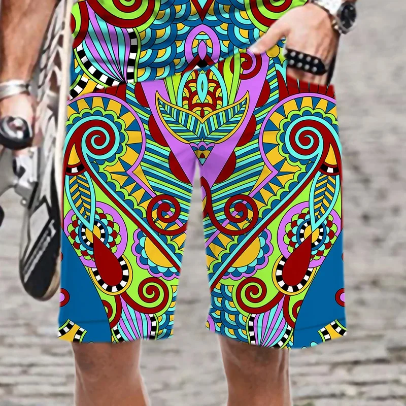 Harajuku 3D Printed Ethnic Exotic Patterns Beach Shorts Men Summer Vintage Swim Pants Fashion Streetwear TrunkCool  Board Shorts