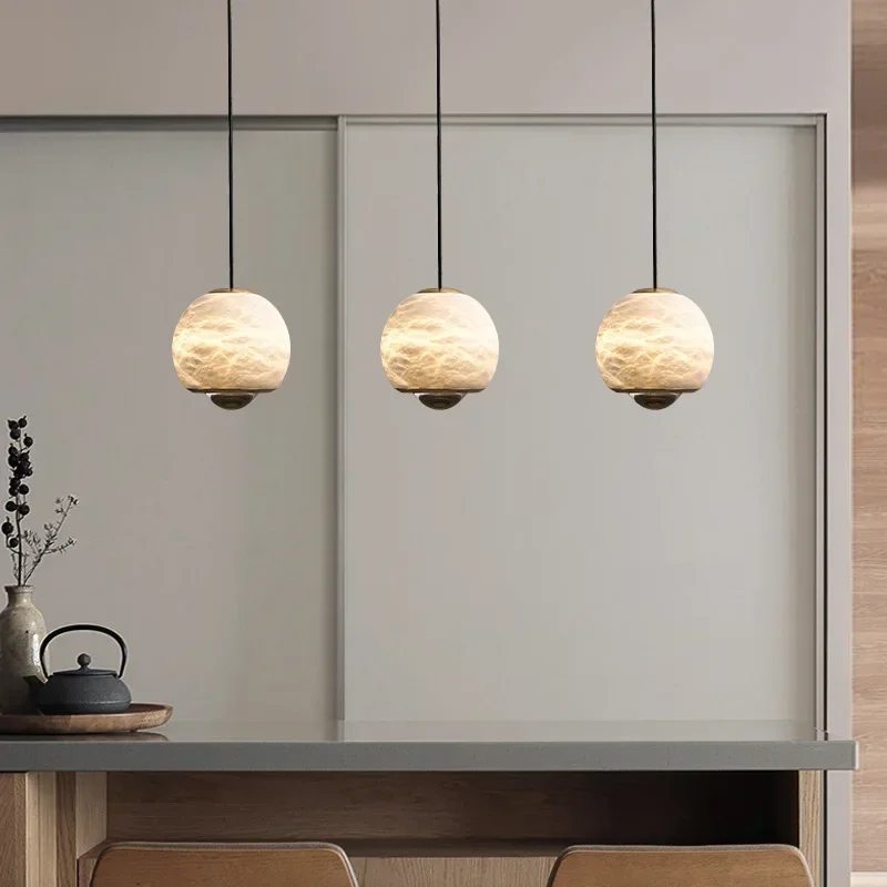 SANDYHA Marble Small Chandelier Nordic Modern Bedroom Light Home Decor LED Pendant Lamp for Dining Room Kitchen Island Fixtures