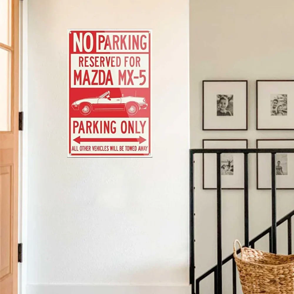 Unusual Unique 2021 Mazda Mx - 5 Miata Convertible Reserved Parking Sign 20×30cm Retro Tin Wall Art Vintage Metal Gift Idea