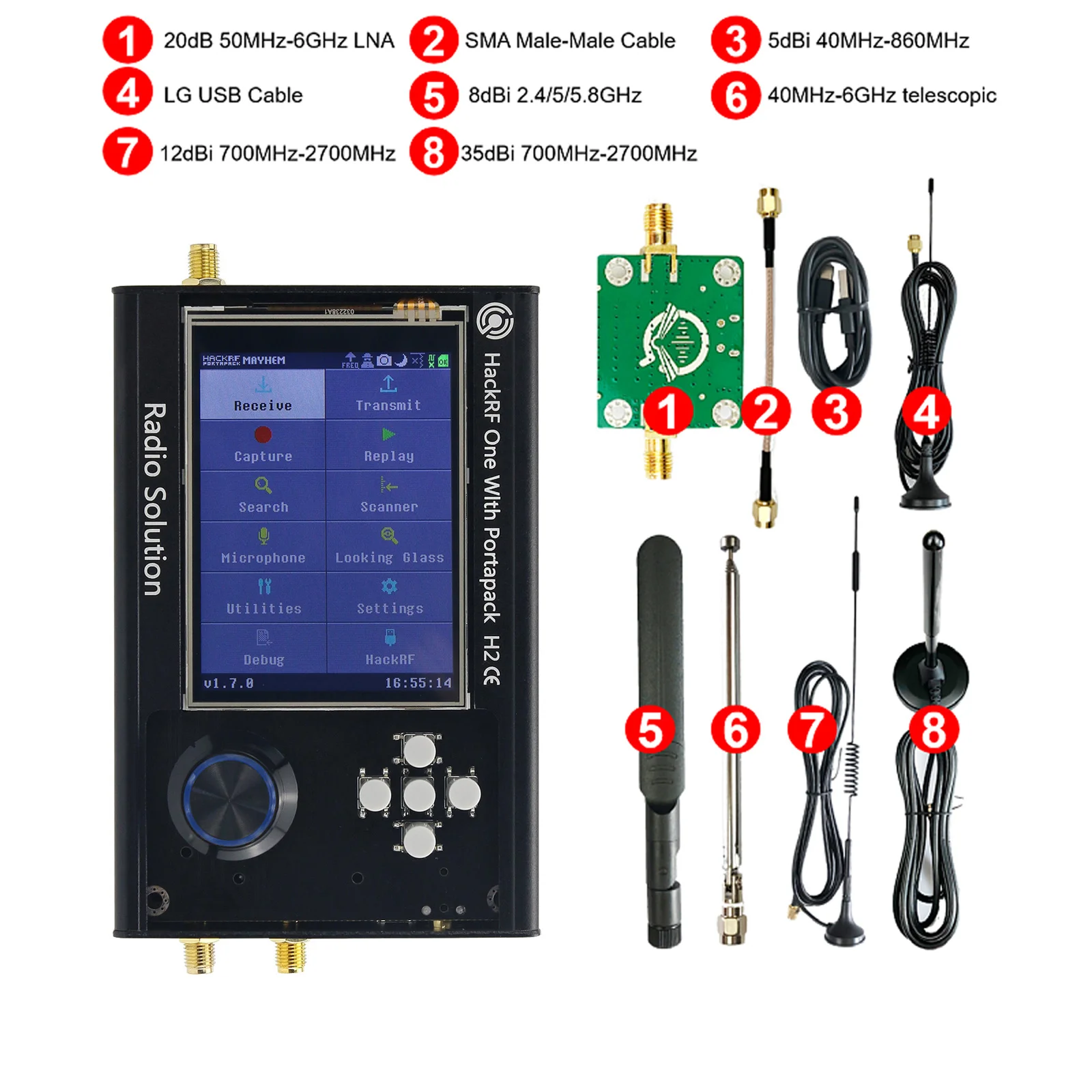 Radio Assembled with LNA SMA Cable Antennas USB Cable