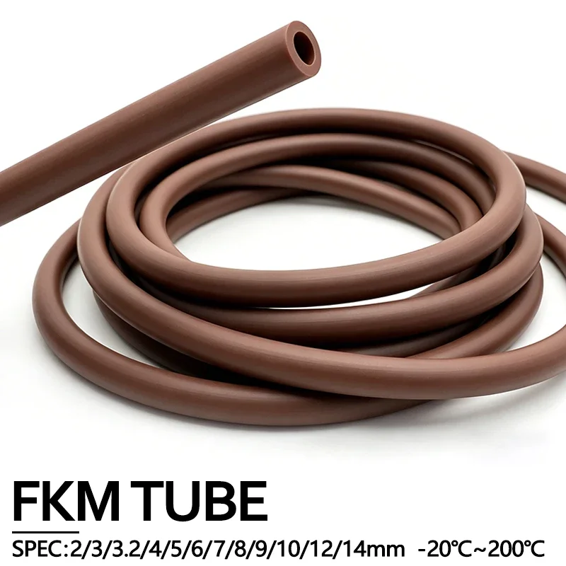 Multi Size ID 2-14mm Brown FKM Rubber Flexible Tube   1M/2M/3M/5M High-Temperature Resistant oil resistance Fluorine Rubber Tube