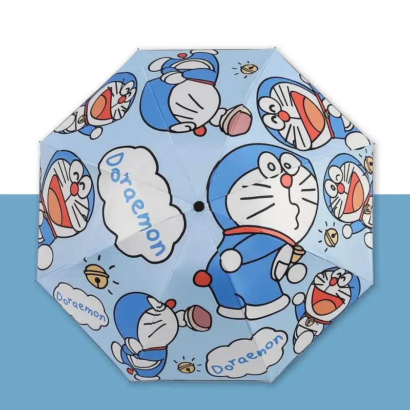 Doraemon Anime Cute Automatic Opening Closing Automatic 3 Fold Umbrella Portable Black Glue Sunscreen Umbrella Christmas Gift