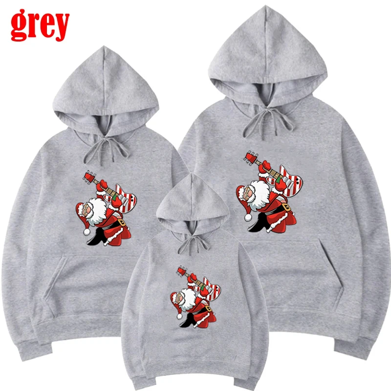 Christmas Family Warm Lovers Hoodie Sweater Adult Kids Clothes Street Matching Couple Cartoon Santa Claus Pullover Outfits