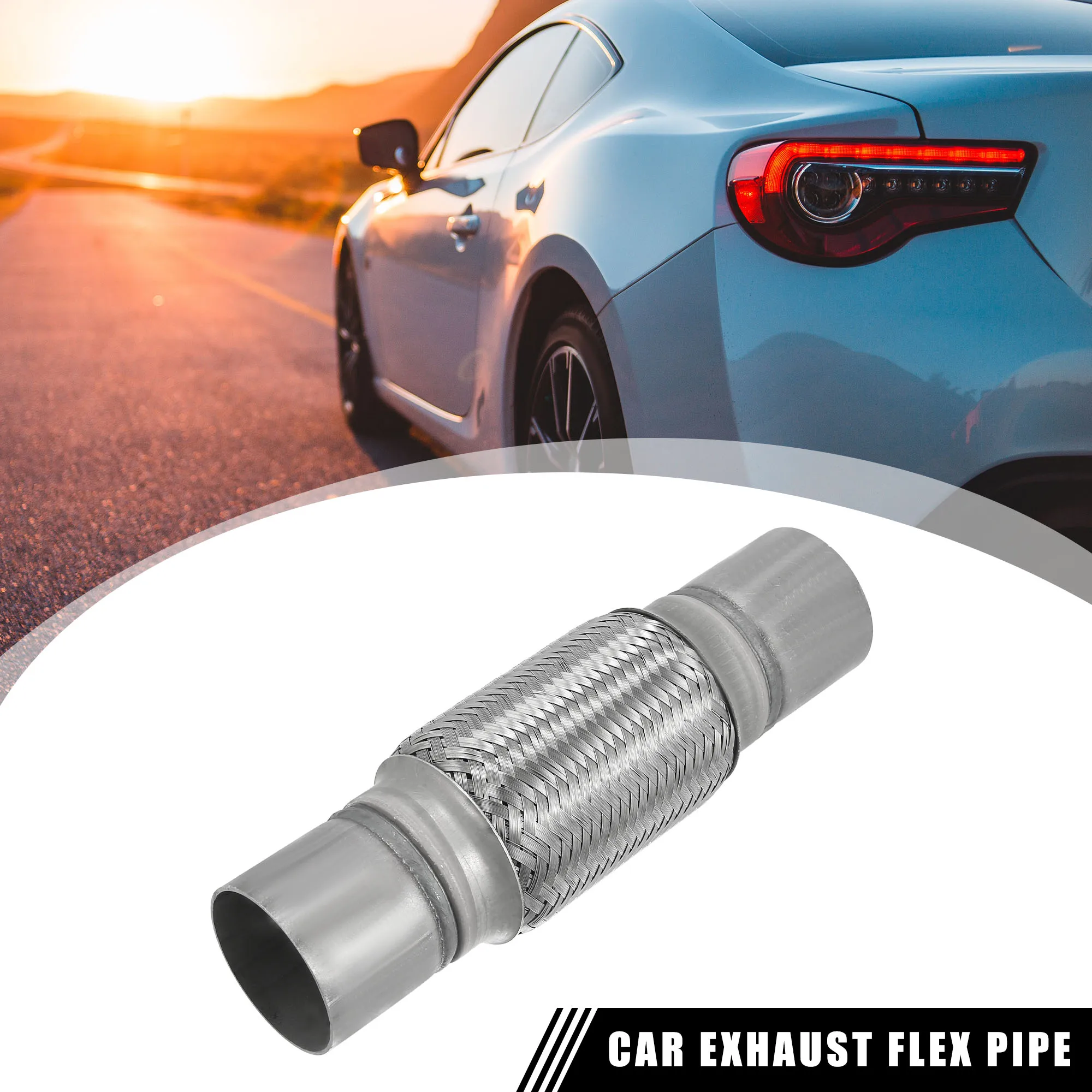 

UXCELL 57*250mm Car Exhaust Flexible Pipe Tubing Universal Exhaust Joint with Welding Extension Pipe Stainless Steel Silver Tone