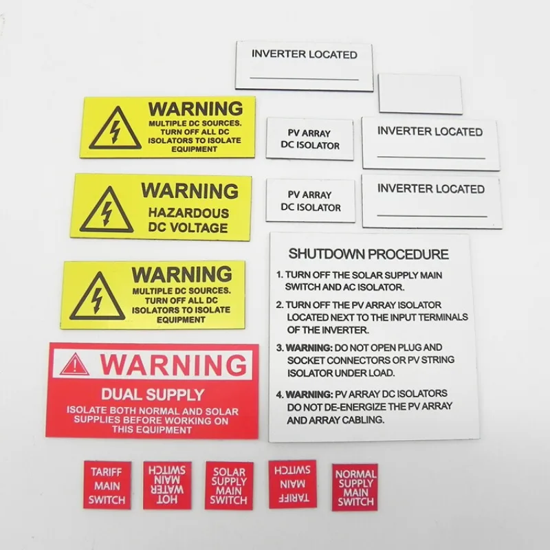 500 Sets (15pcs Per Set) High Quality Solar Warning Label, ABS PV Labels, Solar Label Kits