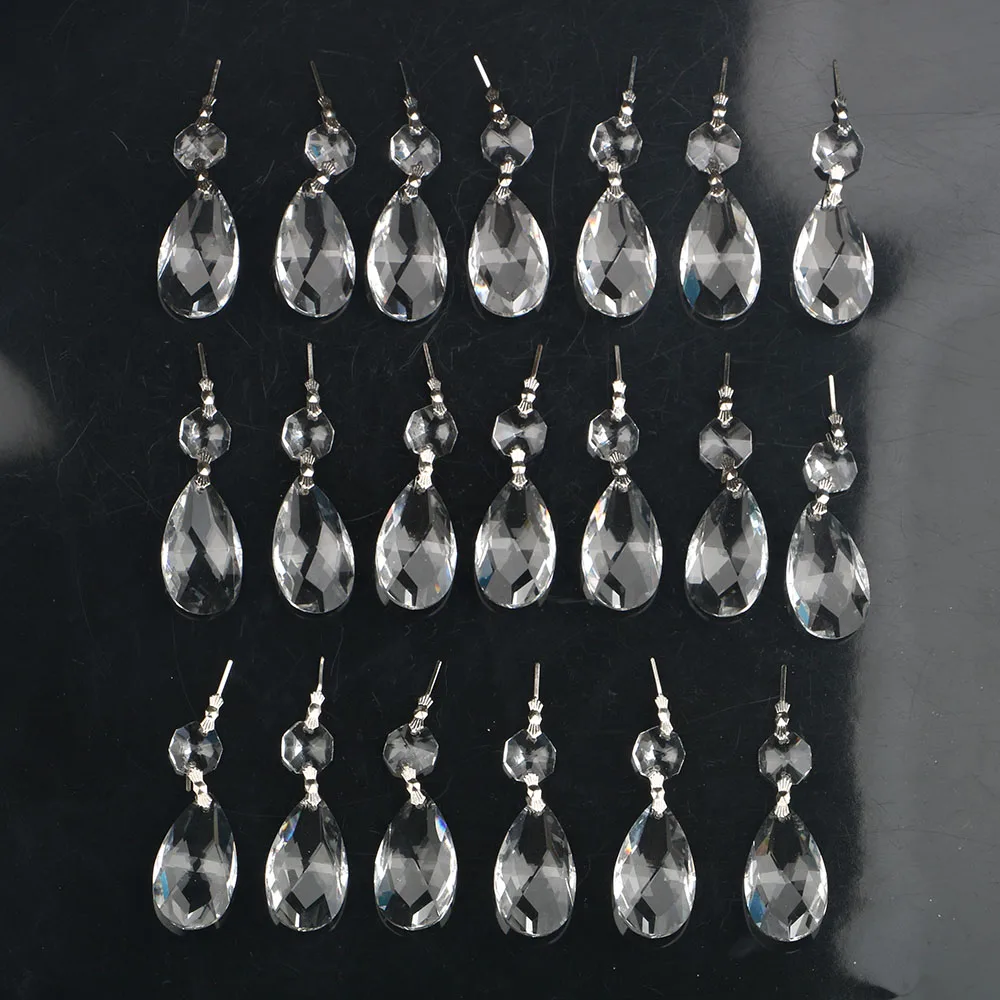 20pcs 38mm Clear Crystal Teardrop Prisms Chandelier Glass Crystals Lamp Prisms Parts Hanging Drops Pendants