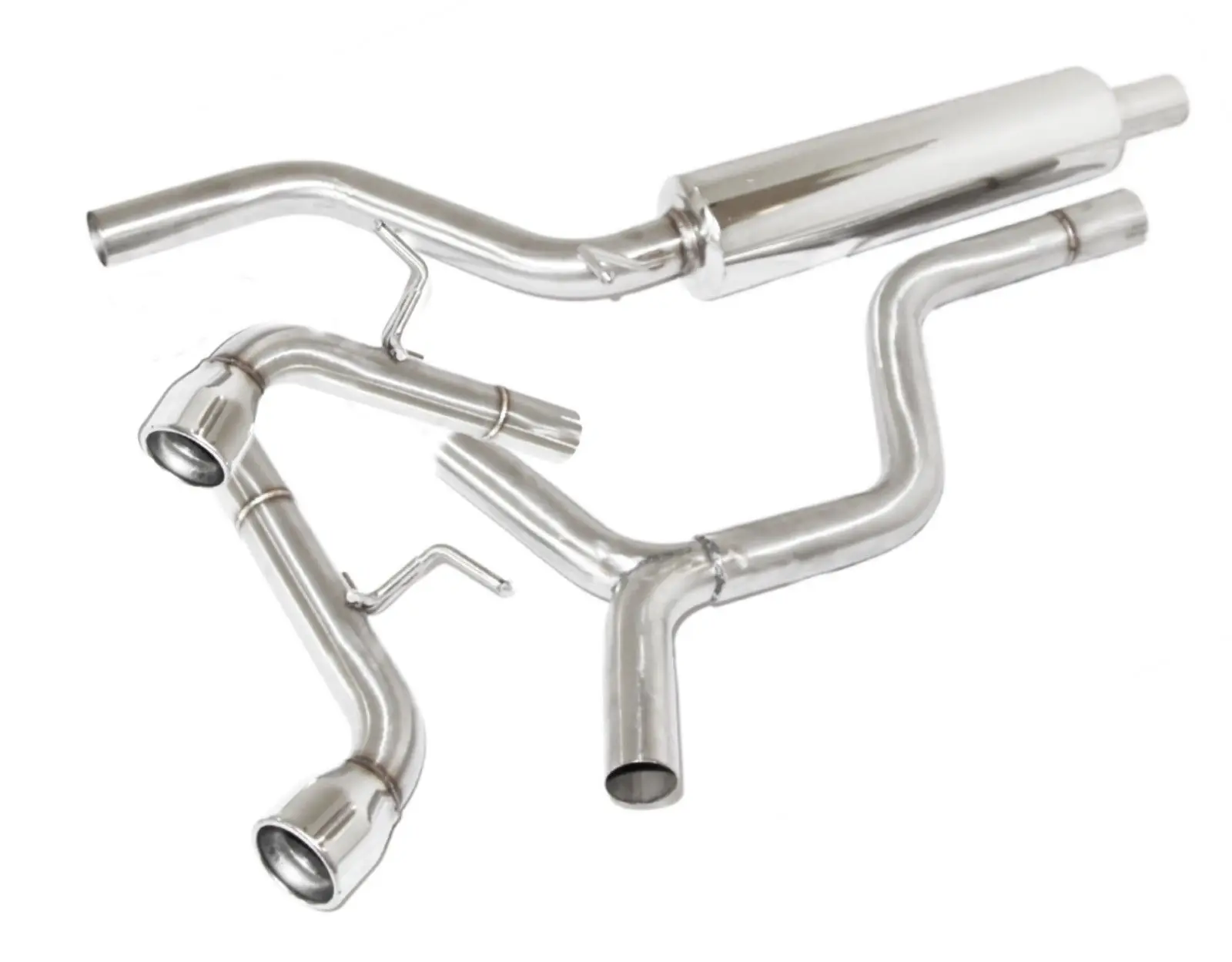 Polished Stainless Steel Silver Dual Cat back Exhaust fits for VW GOLF GTI MK7 15-17 2.0T