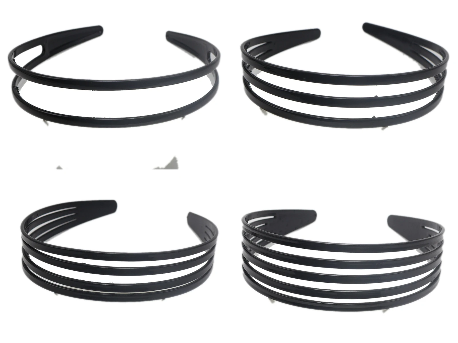 5 Black Fashion Plastic 2-Row 3-Row 4-Row 5-Row Wide Alice Headband Hair Bands