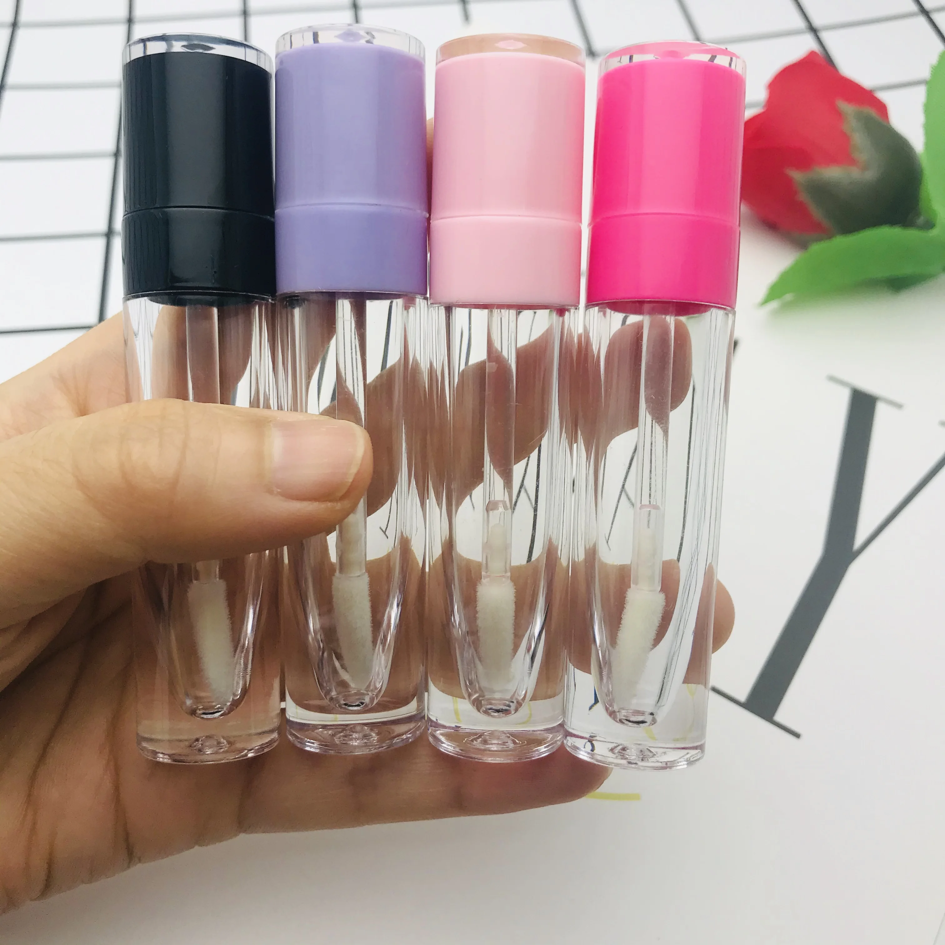 Direkt vom Hersteller: 5ml 8ml Leere Lipgloss-Tuben, Klare Lipgloss-Flaschen in Pink, Schwarz, Nachfüllbare DIY-Kosmetikverpackungen – Detail 2