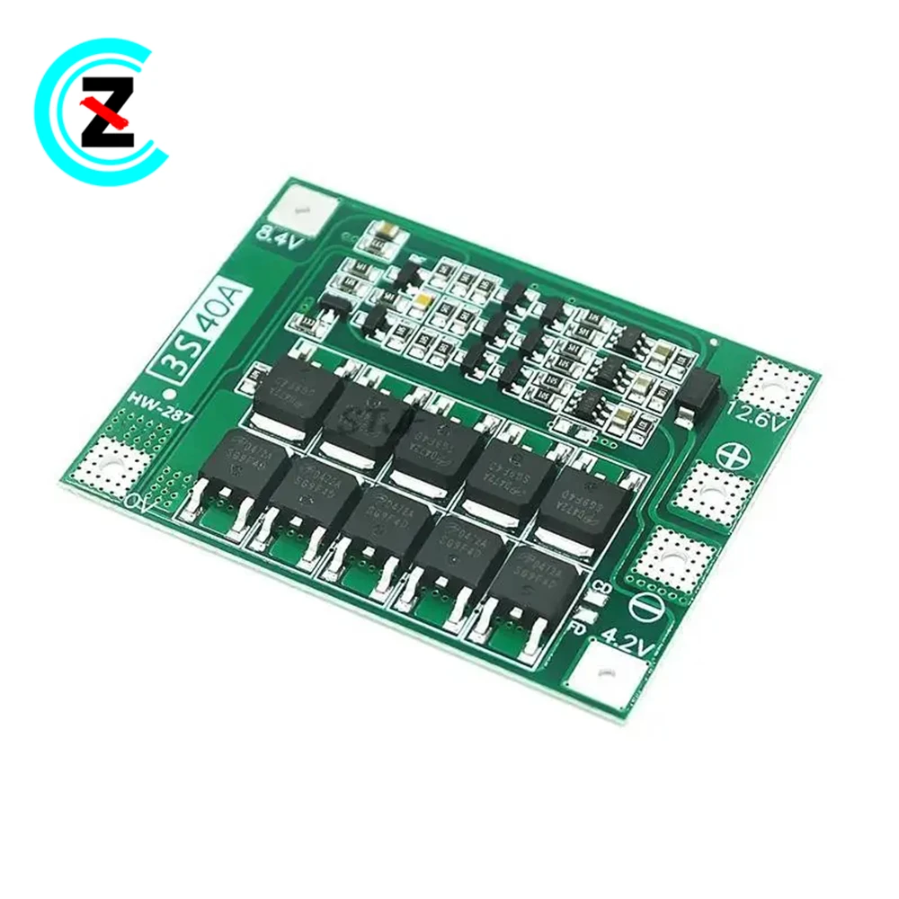 3 series 11.1V 12.6V 18650 lithium battery protection board with equalization can start the drill 40A current enhancement versio