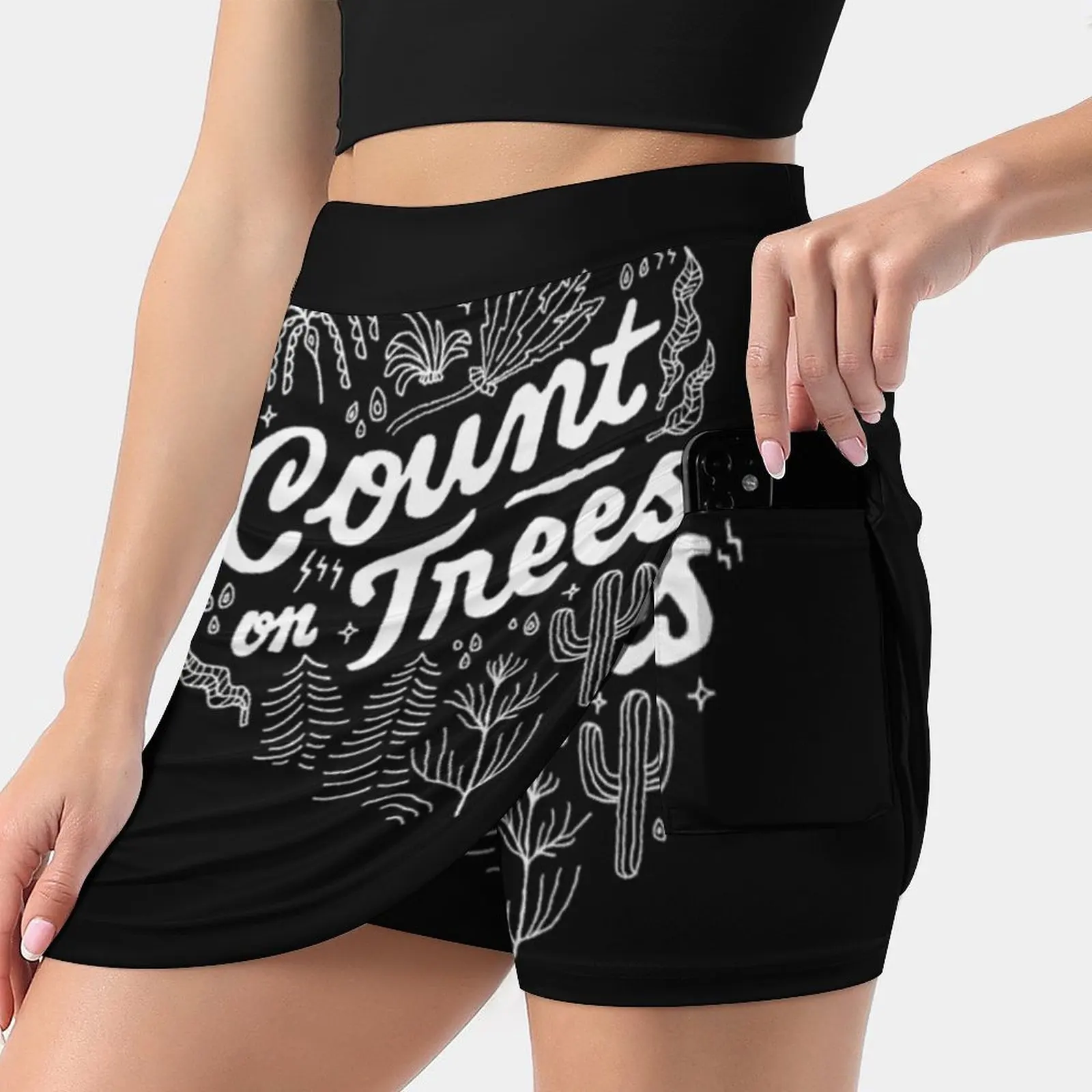 Count On Trees Korean Fashion Skirt Summer Skirts For Women Light Proof Trouser Skirt Tree Nature Plant Type Typo Lettering
