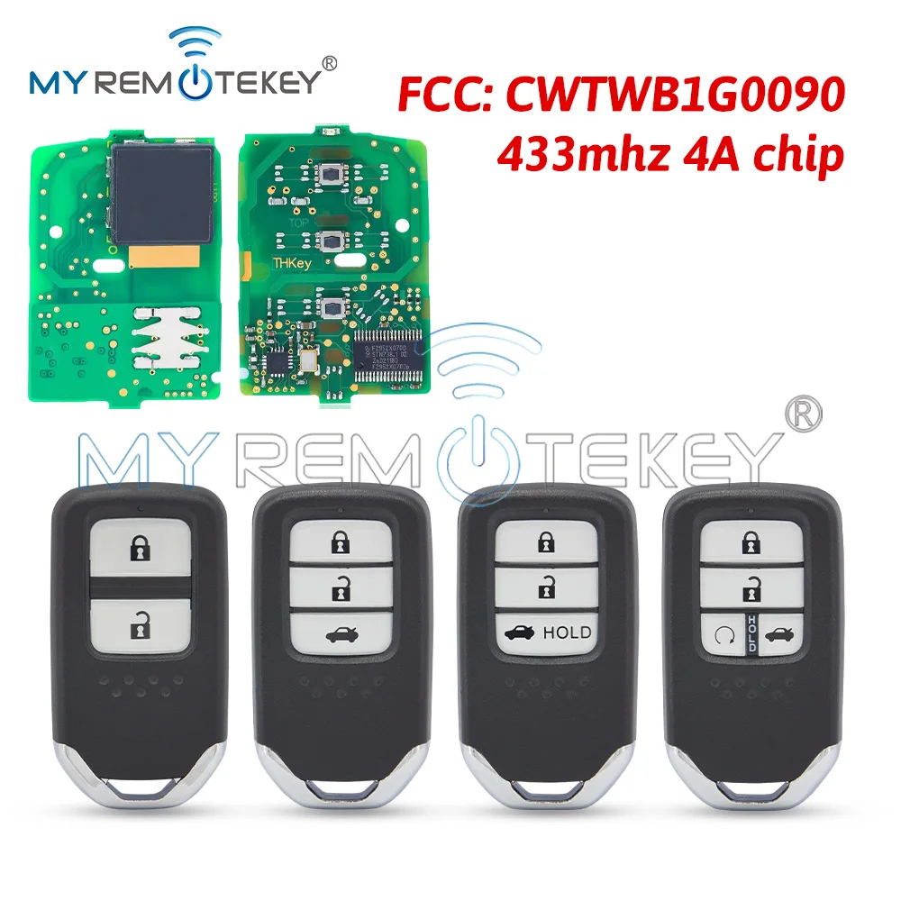 MYREMOTEKEY Smart Key 433/434Mhz ID47/4A Chip HITAG 3 for Honda Accord JAZZ CRV City Fit XRV Vezel Grace Inspire Envix