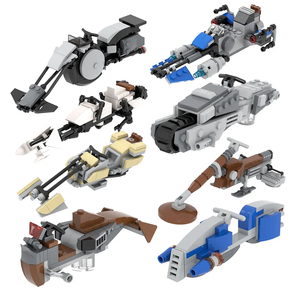 MOOXI Space War Movie Military War Flying Motorcycles Speeder Bike Block Building Brick Assemble Parts Toy For Children Gift