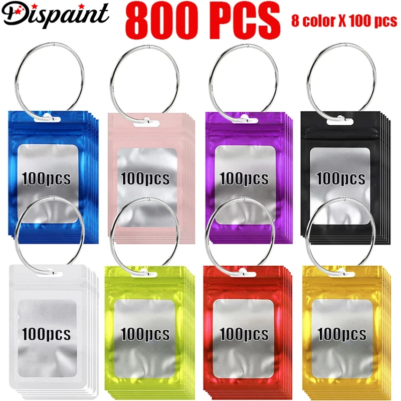 

Dispaint 800pcs Colorful Reusable Ziplock Bags - 5D DIY Diamond Painting Tools Self-Adhesive Sealing Function Storage Organizati