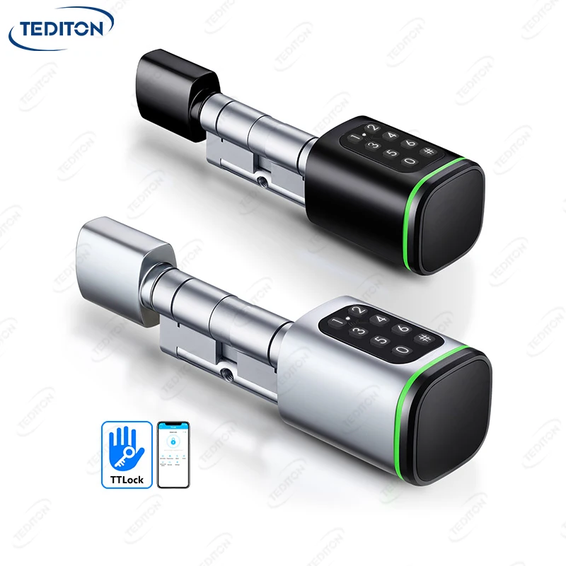 

Tediton 2024 New Design European TTlock App Passcode Smart Cylinder Door Lock for Home Apartment