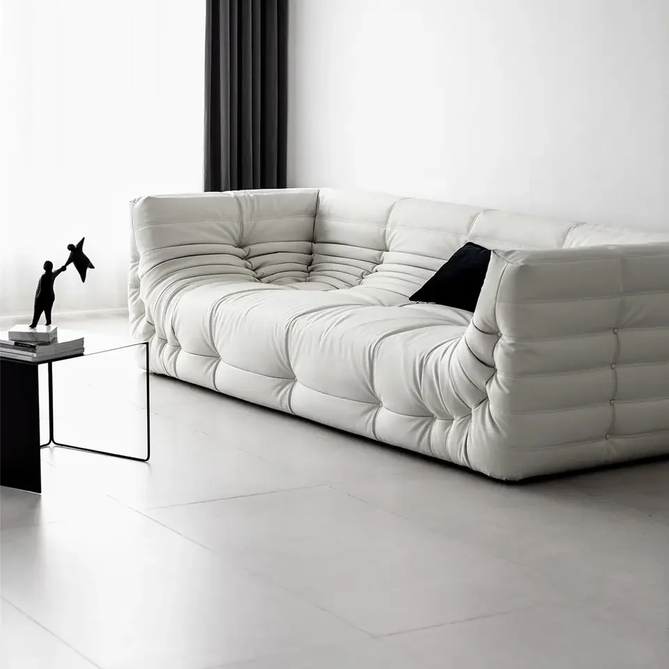 ATUNUS Minimalist White Fabric Sofas New American Hotel High End Leisure Comfortable Couch Living Room Furniture Set