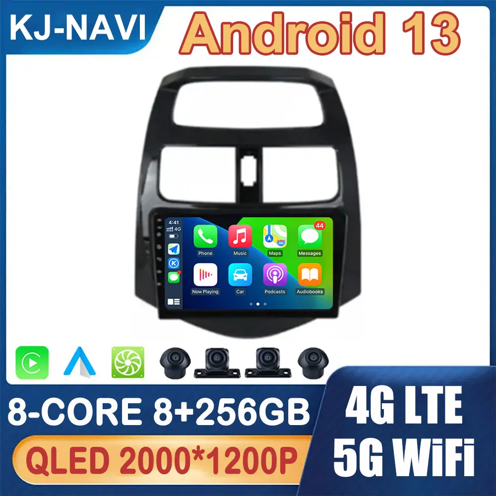 Car Radio Android 14 for Chevrolet Spark Beat M300 Matiz 2010 - 2014 Auto Carplay Multimedia Player GPS Navigation DSP