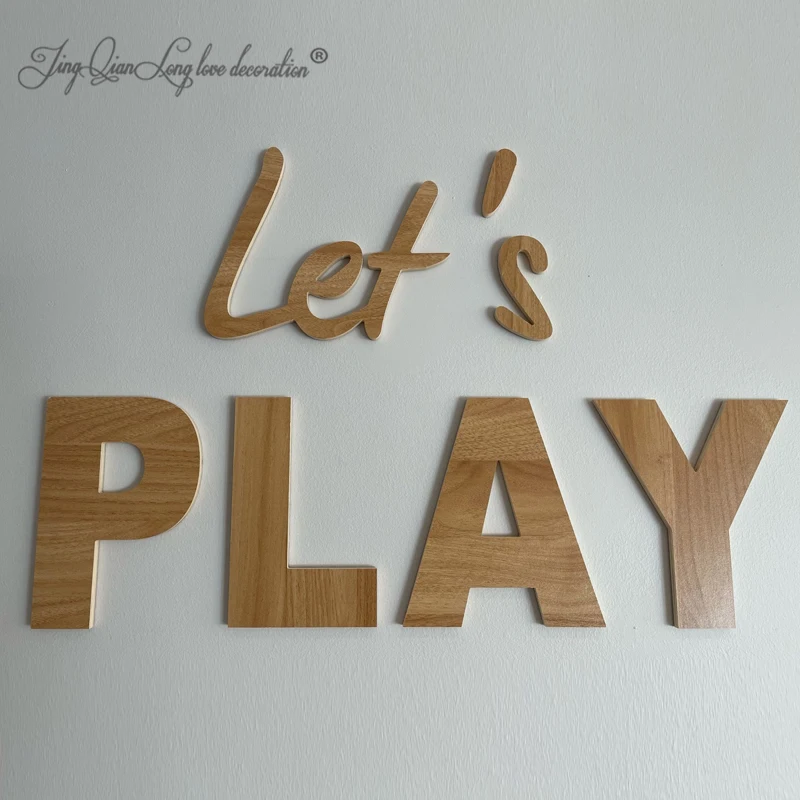 Настенный вырез для детской комнаты, картинка для детской комнаты, деревянный игровой знак, Let's PLAY Sign