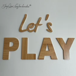 Custom Kids Room Wall Cutout LET'S PLAY Playroom Wall Decor, Wooden PLAY Sign, Let's Play Sign