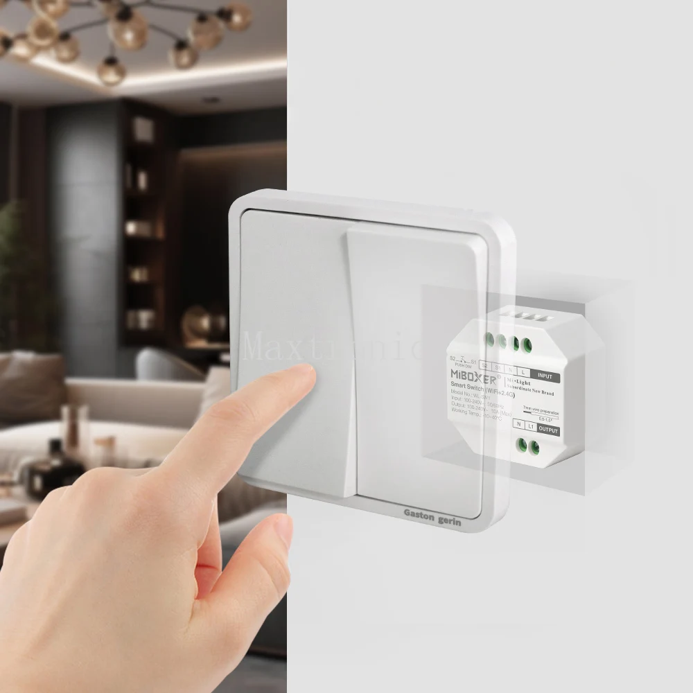 WL-SW1 MiBoxer Smart Switch (WiFi+2.4G) LED Controller RF Push Dimmer AC100-240V Tuya App /Voice /Remote Control/Timmer Function