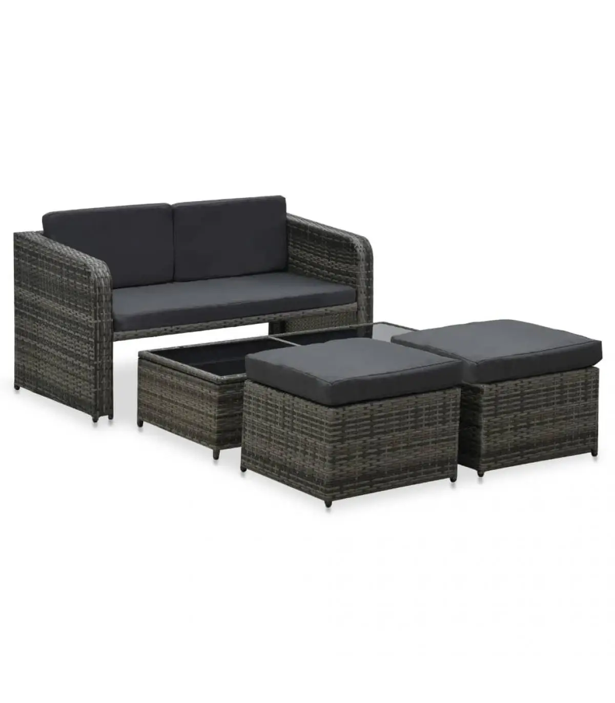 Garden furniture garden sets 4 PCs and cushions anthracite gray synthetic rattan