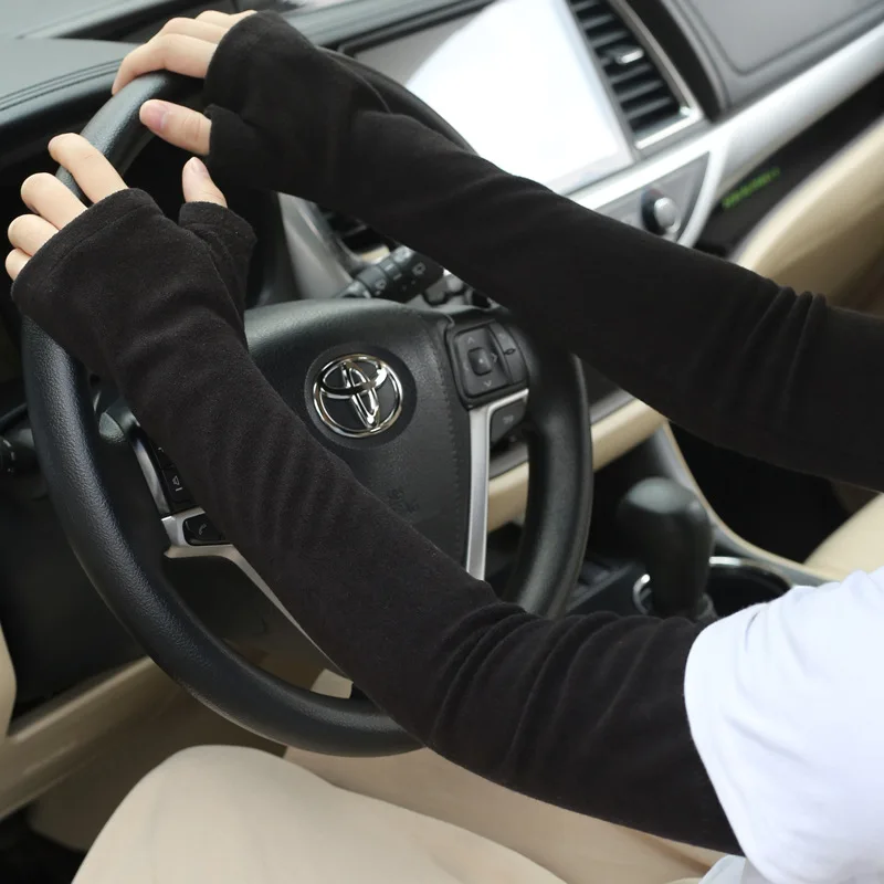 Autumn and Winter Warm Sleeve Arms Unisex Knitted Fingerless Mittens Glove Arm Warmer Unisex Crochet Half Finger Long Gloves