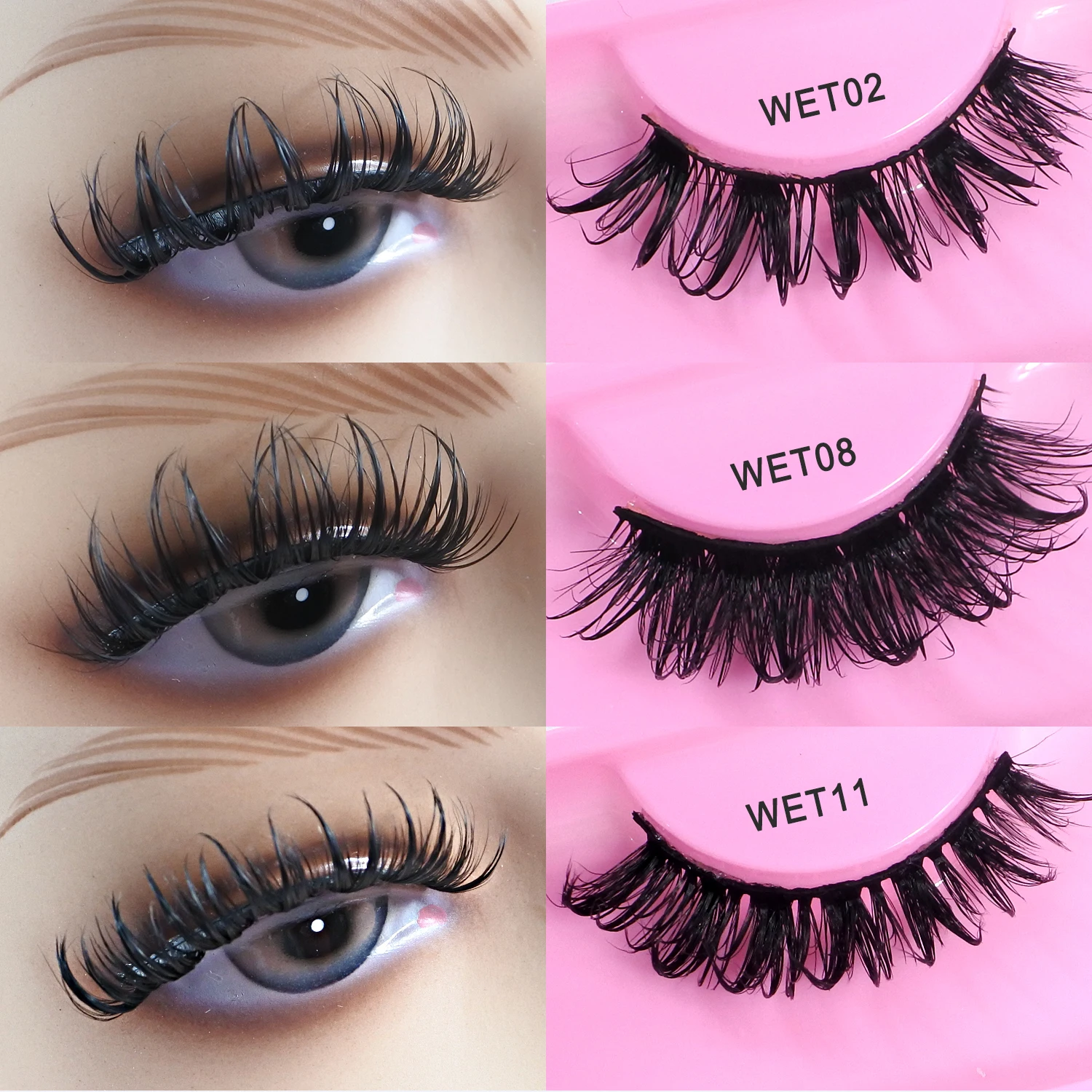 Faux Mink Strip Lashes Wholesale Bulk Items Short Spike Volume Wet Lash Extensions Fake Eyelashes Makeup