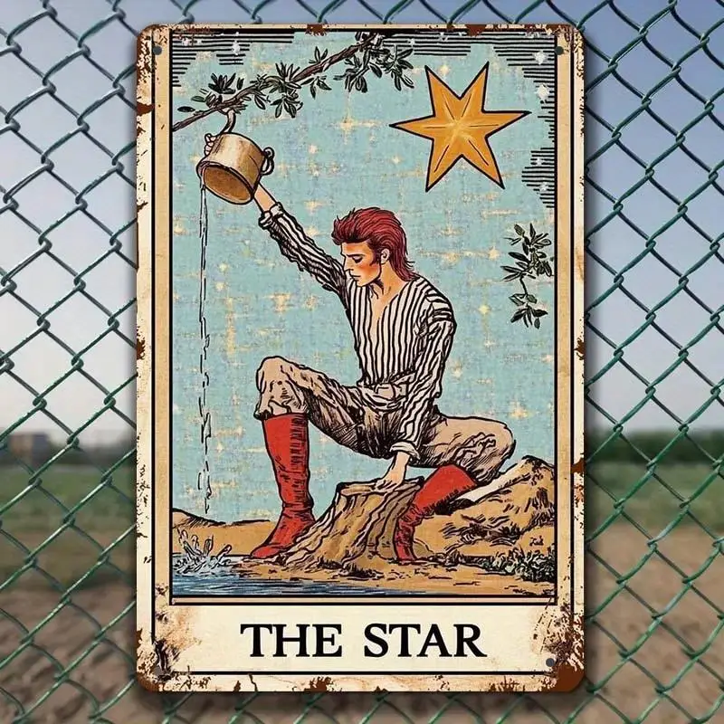 1pc Vintage Bowie Style XINGX Metal Sign-20.32X30.48 cm, Rust And Resistant, Starry Night And Watering Scene-Ideal for Home