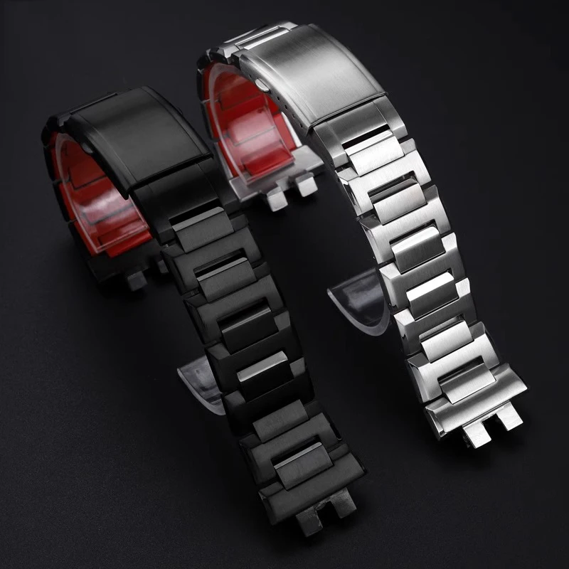 Stainless steel watch strap set For CASIO 3459 GMW-B5000 modify refined soild metal silver black red bottom men's watchband case