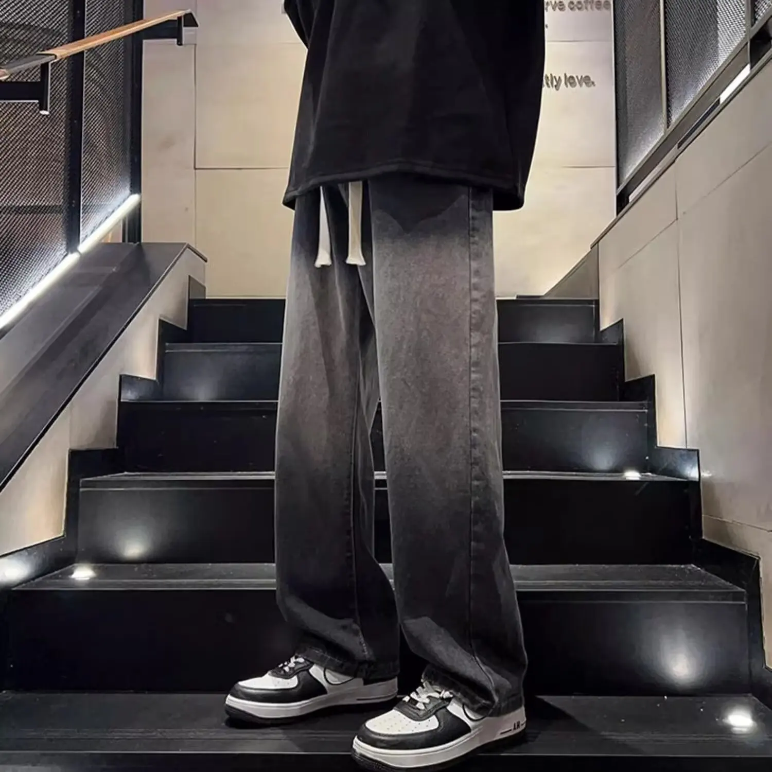

Джинсы мужские свободного покроя, повседневные брюки-султанки из денима с эластичным поясом, вареные штаны, уличная мода, 4XL, осень