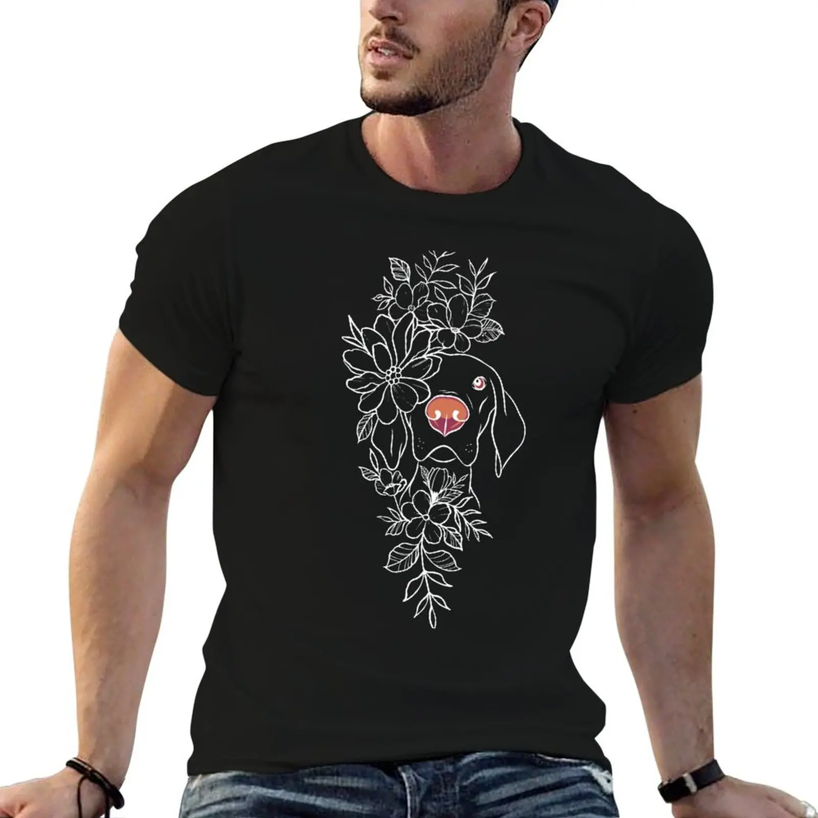 Cute Dog with Flowers T-Shirt essential t shirt t shirts with prints man t shirt luxury T-shirt