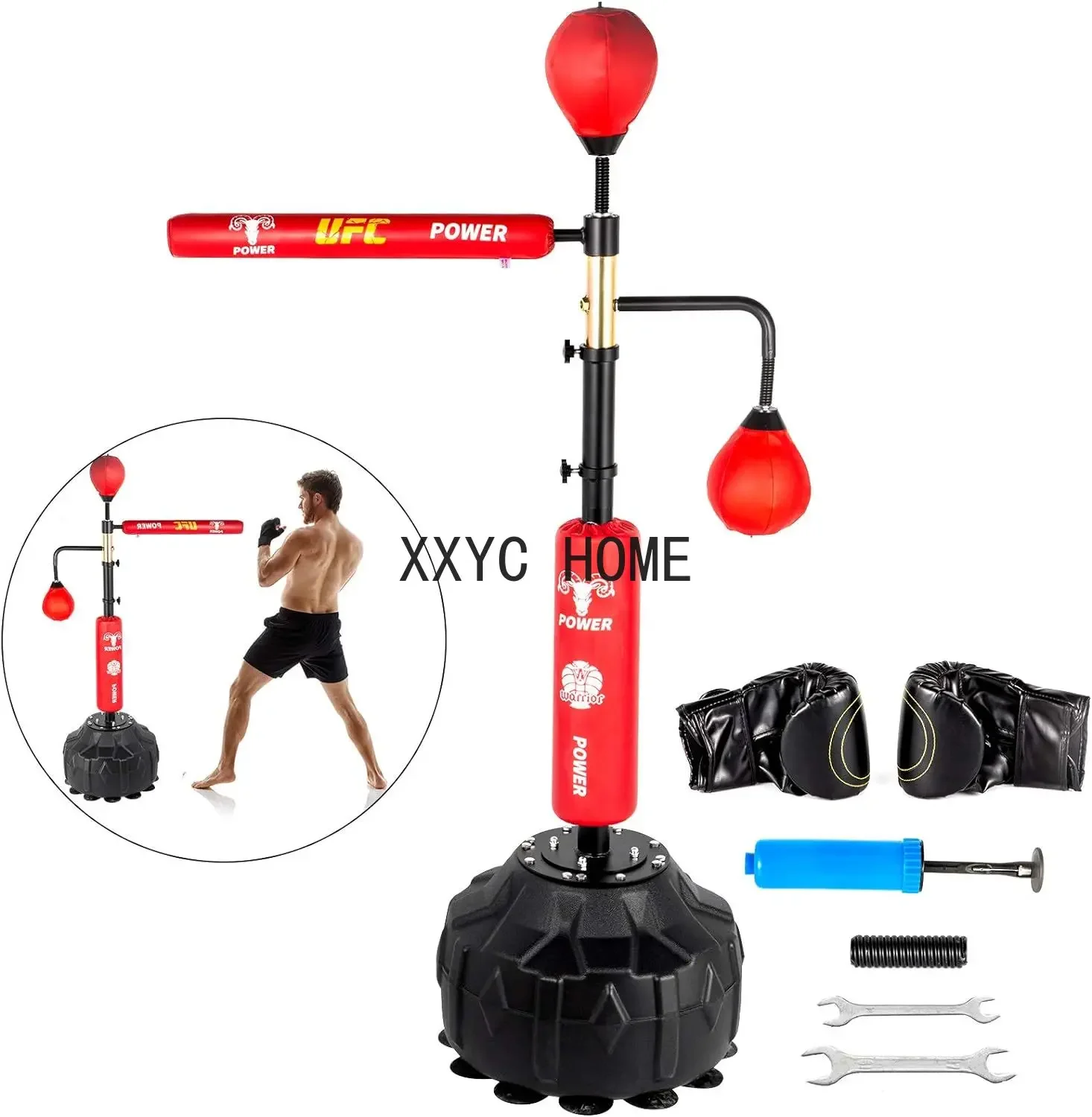 Happybuy Boxing Speed Trainer, Punching Bag Bar, Training Boxing Ball with Reflex Bar & Gloves, Solid Speed Punching Ba