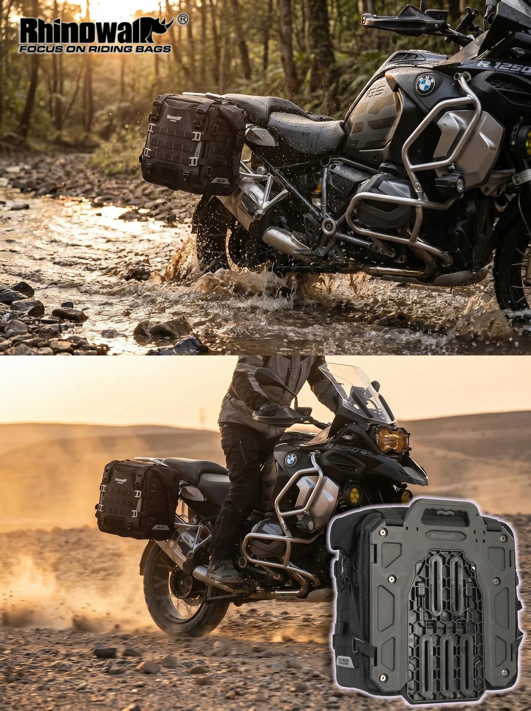 Rhinowalk Motorcycle Side Bag 20L 35L Waterproof Saddlebag Quick Release Anti Theft ADV Touring Pannier Bag for BMW KTM Honda