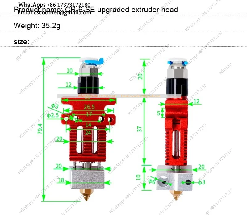 JS03 All Metal MK8 Extruder Kit J-Head Hotend For Creality CR-6 SE CR10 Ender-3 3D Printer Parts