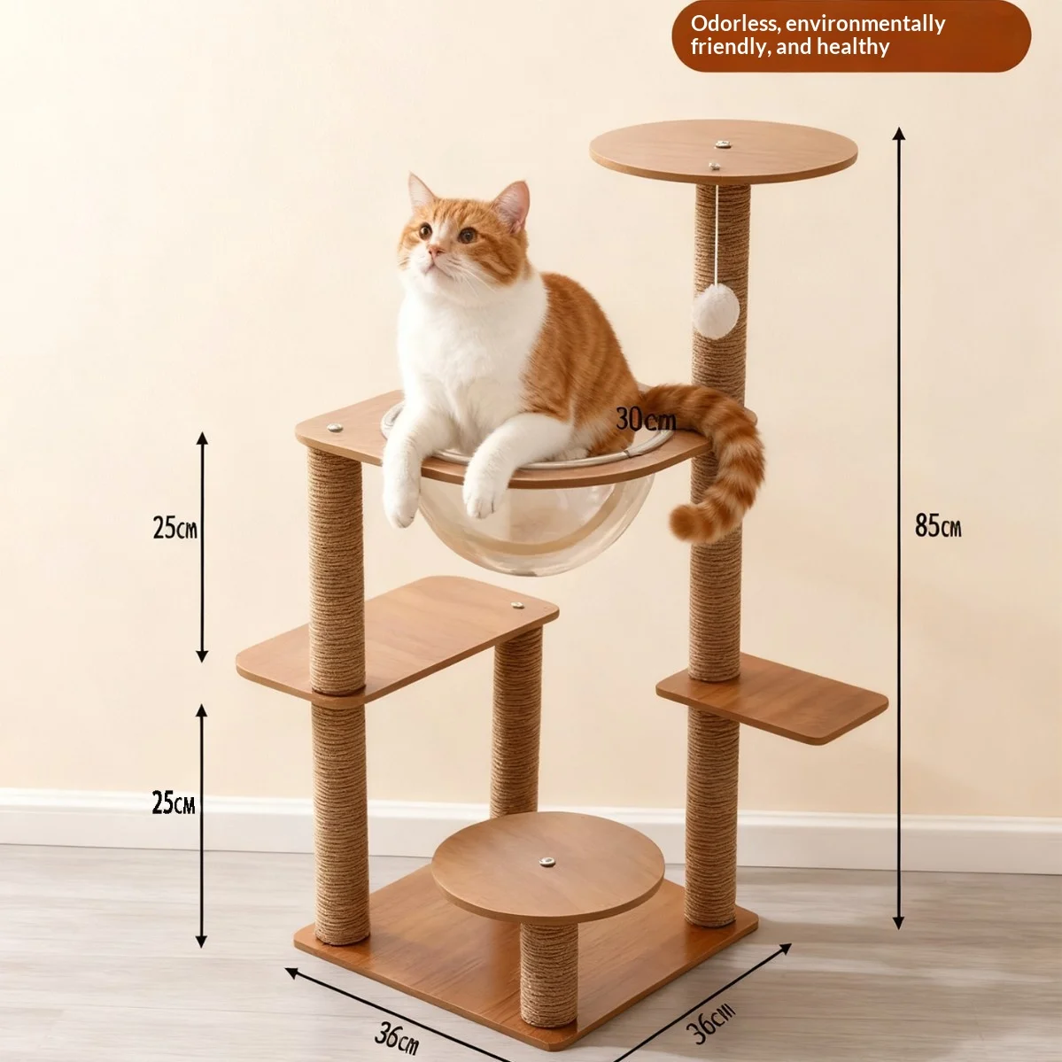 Árbol rascador para gatos con cama y plataforma de salto - imagen 5