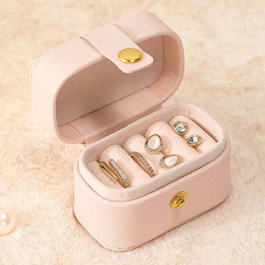 กล่องใส่เครื่องประดับพกพาขนาดเล็ก กล่องใส่เครื่องประดับ PU สำหรับเดินทาง กล่องใส่สร้อยคอ ต่างหู กล่องเก็บเครื่องประดับ กล่องจัดระเบียบเครื่องประดับ