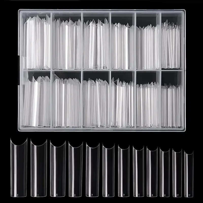 240 nail tips, clear fake nails toenail artificial nails, coffin tip nail tool, nail tip half cover acrylic fake nail box