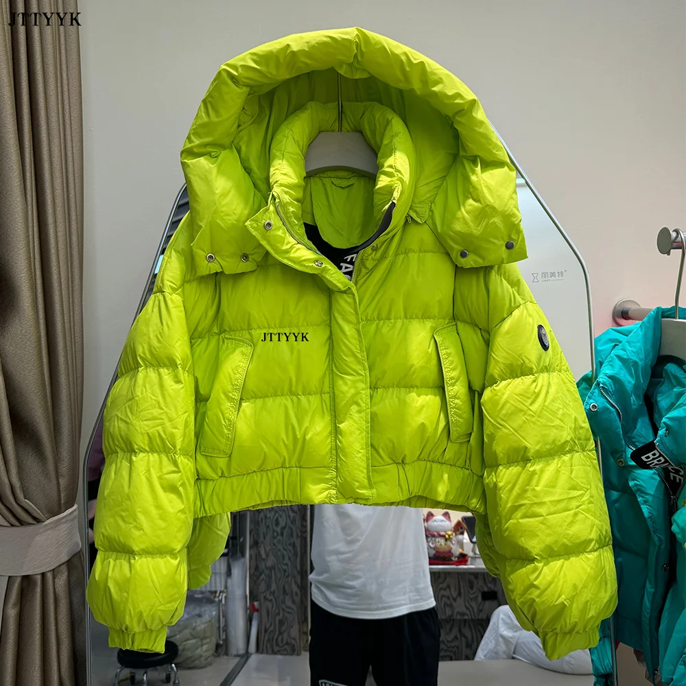 Doudoune Ultra Légère Courte en Duvet de Canard Blanc pour Femme, Parka à Capuche de Marque, Manteau d'Optique Féminin, Nouvelle Mode Hiver 2023