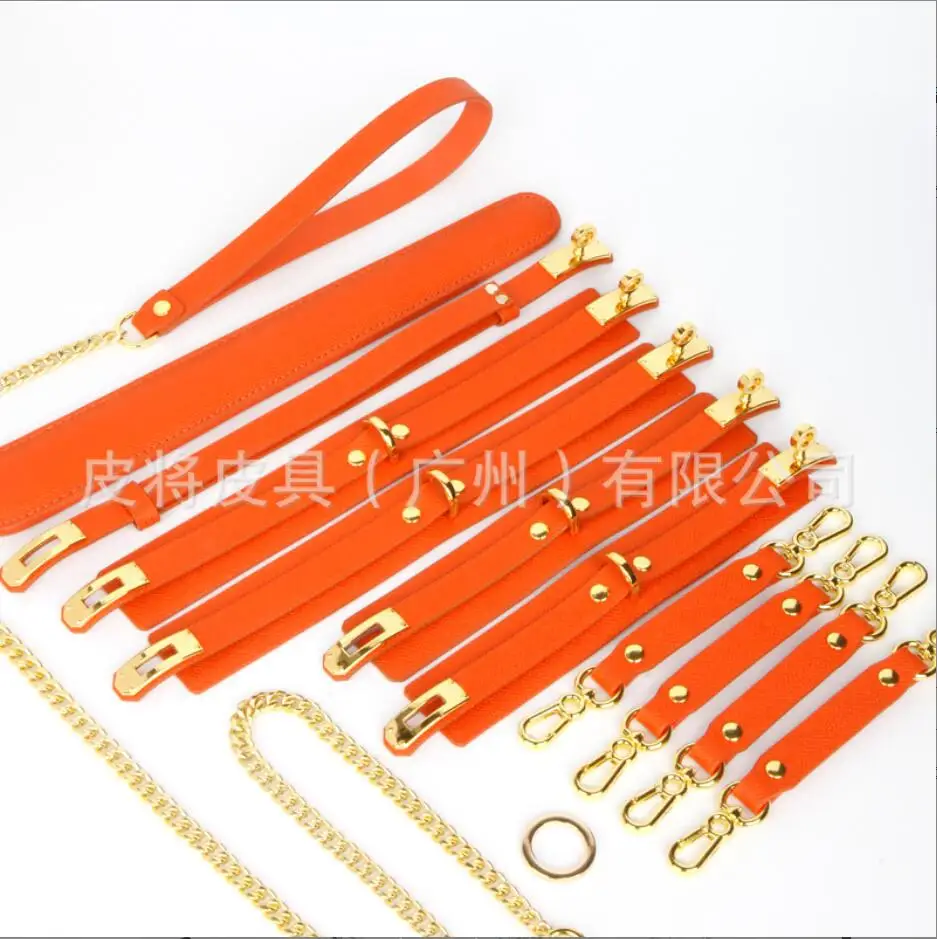 BDSM Bondage Kits Genuine Leather Restraint Set Handcuffs Collar Gag Vibrators Sex Toys For Women Couples Adult Games S3039