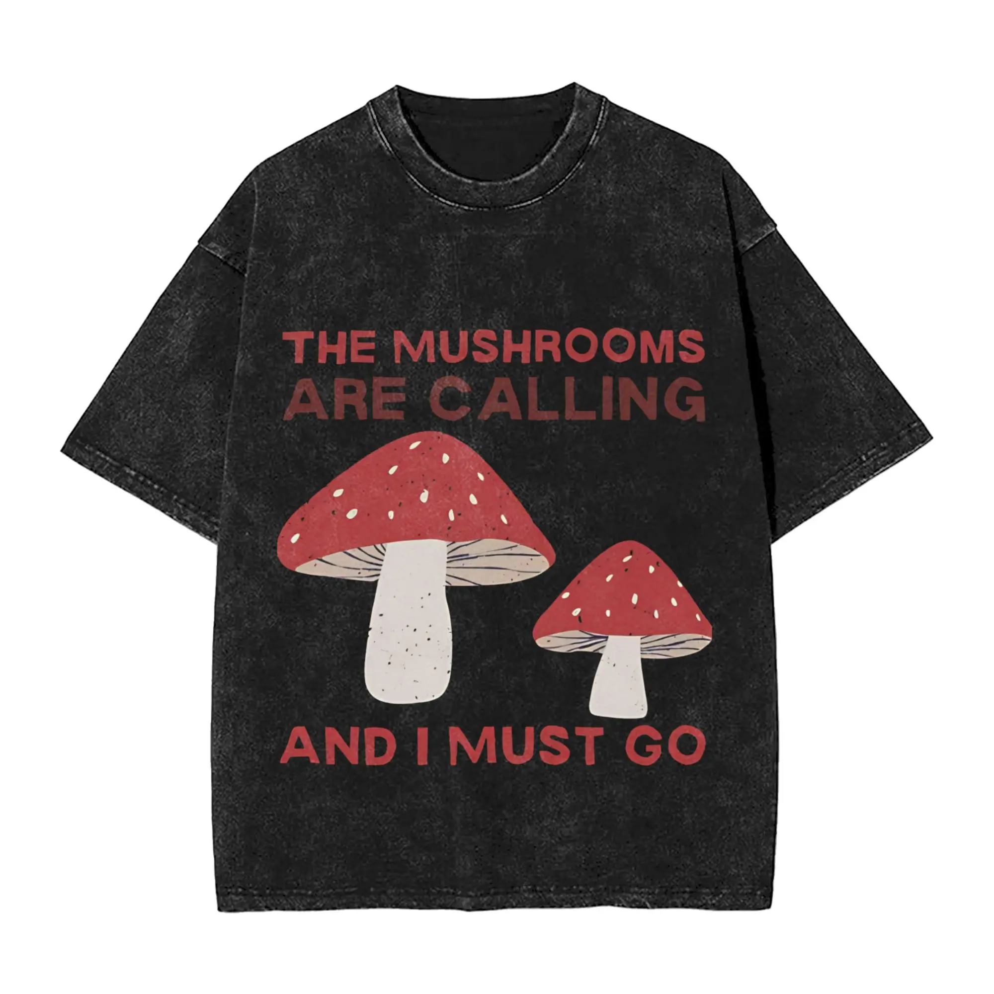Mushrooms Are Calling T Shirts Hip Hop Washed Cotton Oversize T-Shirt  Novelty Men Women Streetwear Graphic Printed Tops Tees