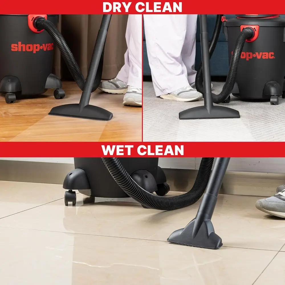 Shop-Vac 5985005 مكنسة كهربائية رطبة/جافة سعة 6 جالون، 3.5 ذروة HP، قطر 1.25 بوصة × خرطوم 7 أقدام، سلك 6 أقدام، مثالية للمنزل، المرآب، و