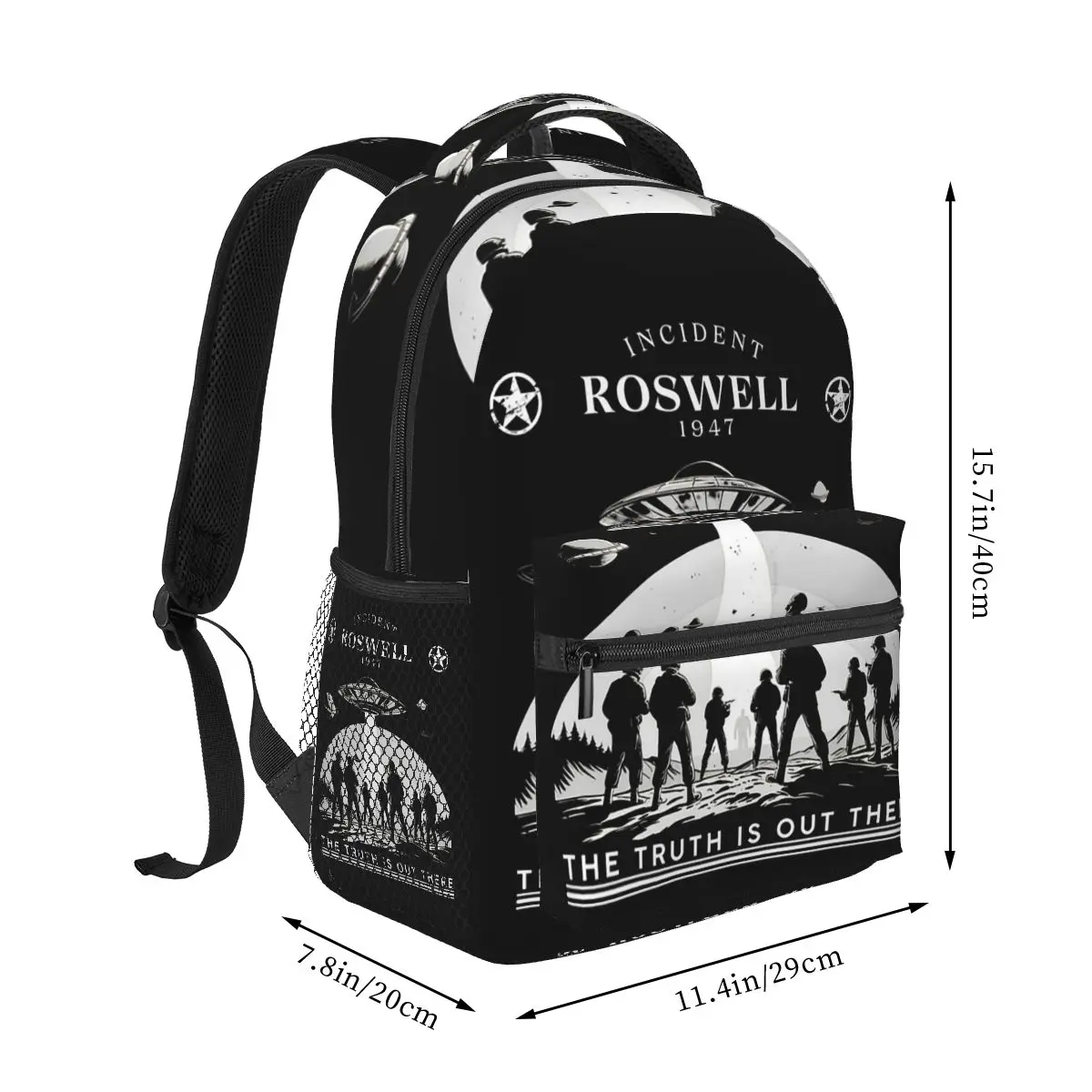 The Truth Behind Roswell 1947 Alien Spaceship Illustration Backpack Hot Sale Daypack BookBag School Bag Shoulder Bags For Unisex