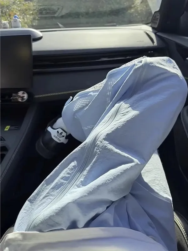 

Ice Blue Qui Dry Men's Summer Casual Pants American Vibe Functional Cargo Pants Side Zipper Ice Silk Sports Workwear