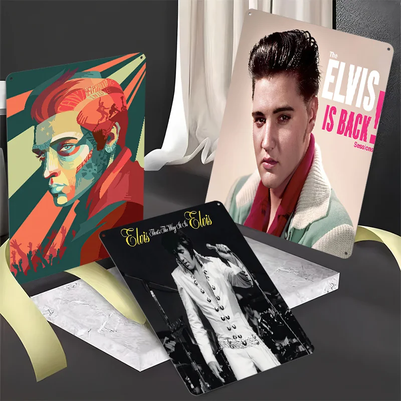 Elvis Presley Music Metal Posters Customizable Vintage Metal Signs Wall Art Retro Tin Plaque for Man Cave Living Room Decoration
